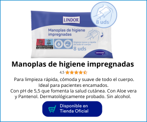 Imagen de las Manoplas Lindor para una higiene rápida y suave sin necesidad de aclarado